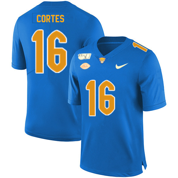 2019 Men #16 Jake Cortes Pitt Panthers College Football Jerseys Sale-Royal - Click Image to Close
